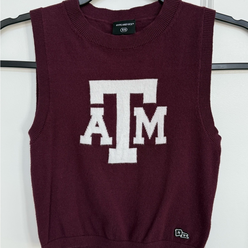 Maroon Sleeveless Sweater with White Logo